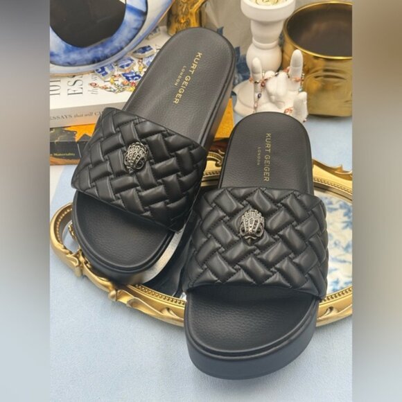 🆕 KURT GEIGER LONDON 🧿 NWOB Meena Eagle Platform Slides Sz EU 41 US 10 - Picture 6 of 16